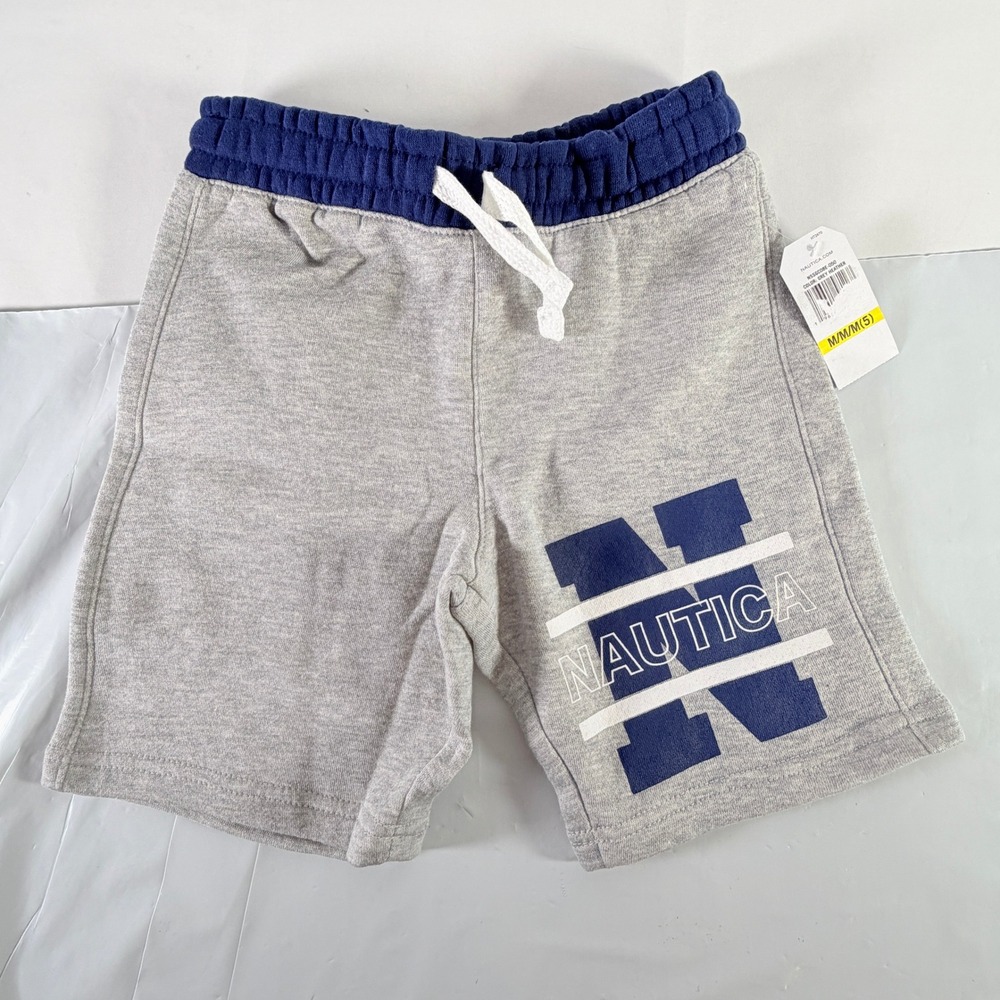 Nautica Kids Boys Gray Heather Sweat‎ Shorts Size M (5) NWT Elastic Waist